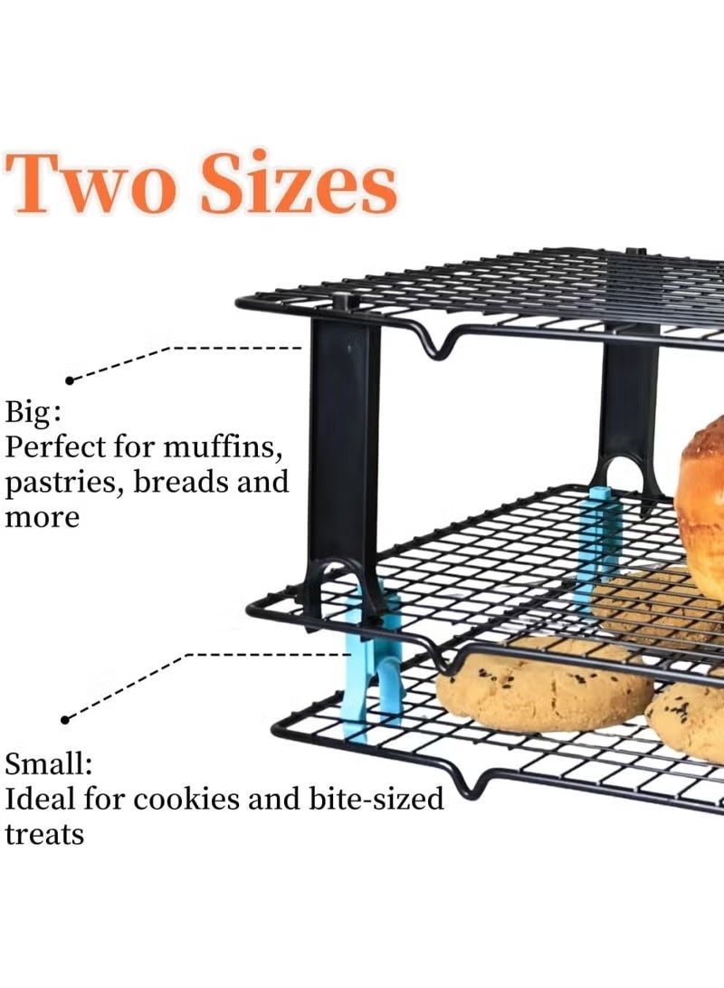 موثوقية التنبؤ 4PCS توفير الحصاد التبريد رف التراكم، التبريد رف المنظم، التراكم مقاطع الكوكيز ورف التبريد القابل للتراكم، الكوكيز الخبز الكعكة التبريد رف الهدايا الخبز (أسود، 4pcs كبيرة) - Image 4